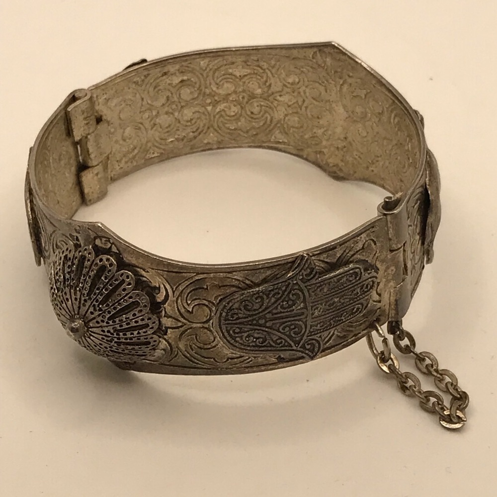 Egyptian Revival Hinge Pin Bangle Bracelet